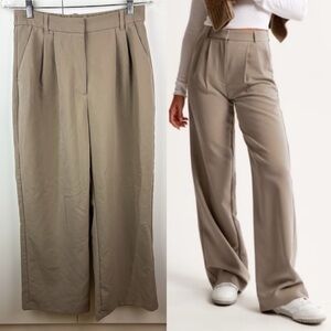 Abercrombie & Fitch Women's Wide-Leg Khaki Trousers